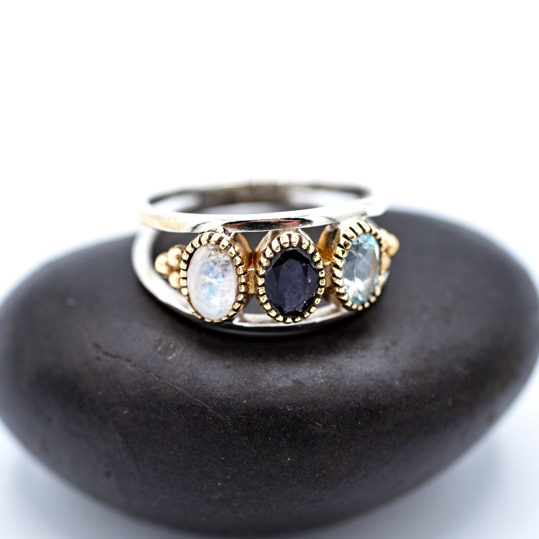 Sterling Silver Mystic Gemstone Ring - India