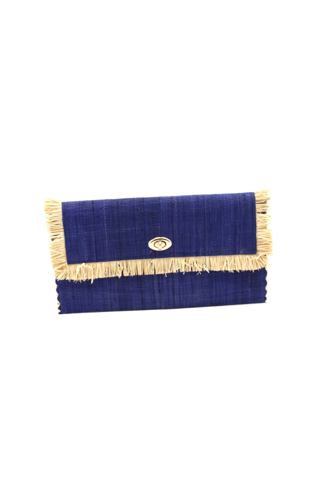 Sophie Raffia Straw Envelope Clutch Purse with Raw Fringe