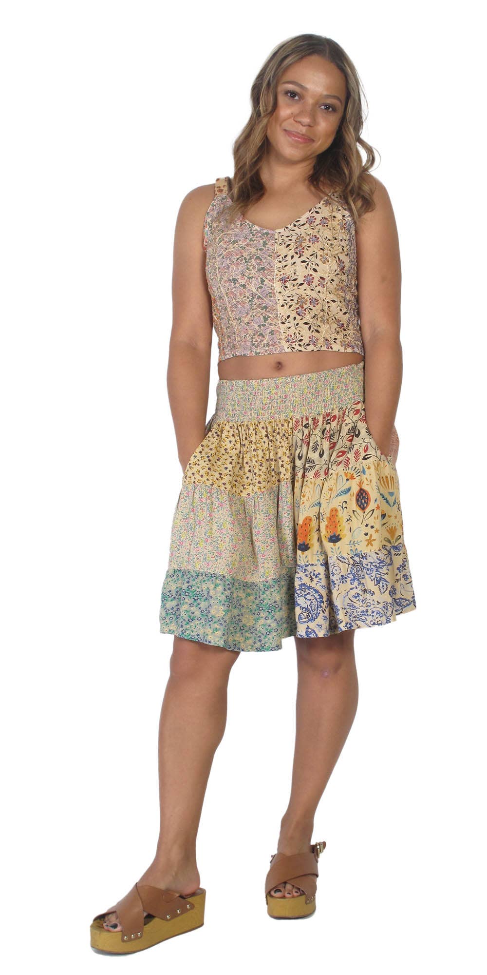 2375  Patchwork Rayon Skort