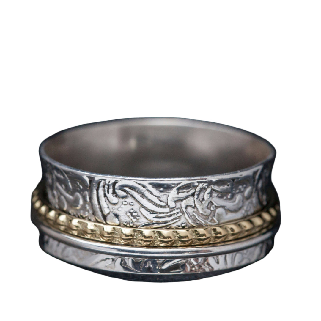 Sterling Silver Spinner Ring w/ Plain and Knotted Band