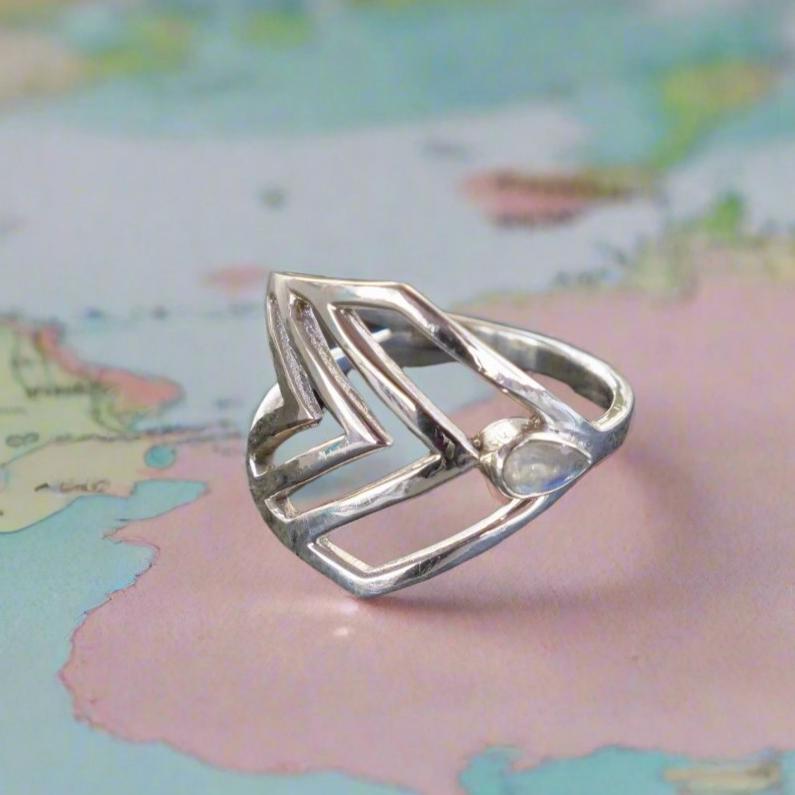 Sterling Silver Cross Chevron Ring