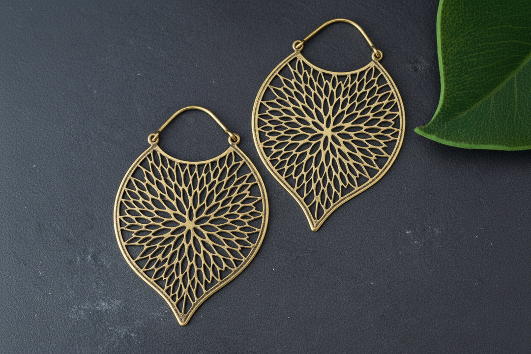 Brass Petal Cutout Earring - India