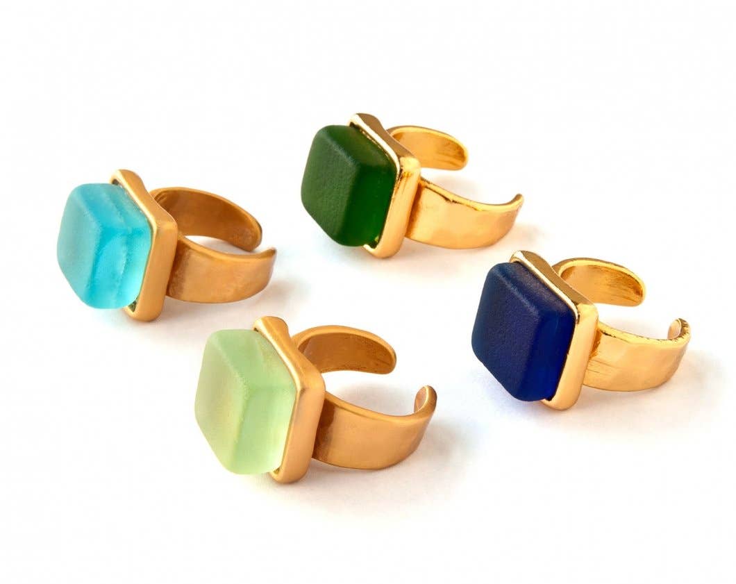 Gold & Glass Ring | Sustainable Handmade in USA Museum Quality - Atlanta, GA
