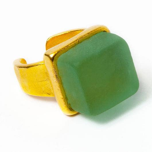 Cube Ring, Gold & Sage - USA