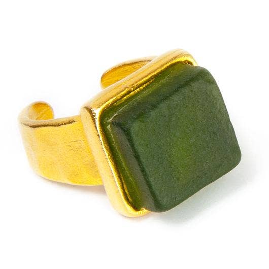 Gold & Glass Ring | Sustainable Handmade in USA Museum Quality - Atlanta, GA