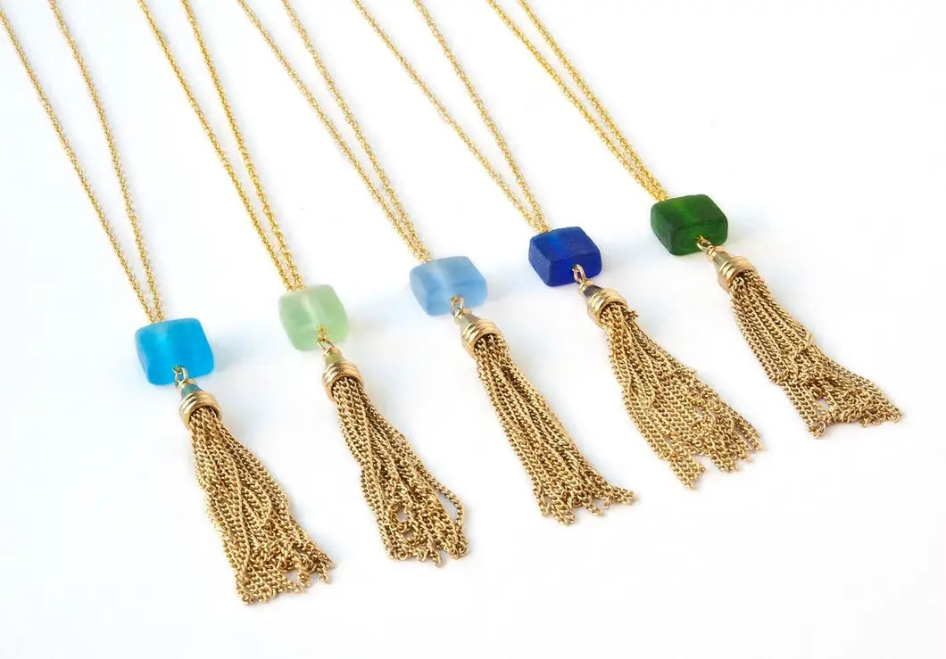 Cube Long Tassel Necklace - USA