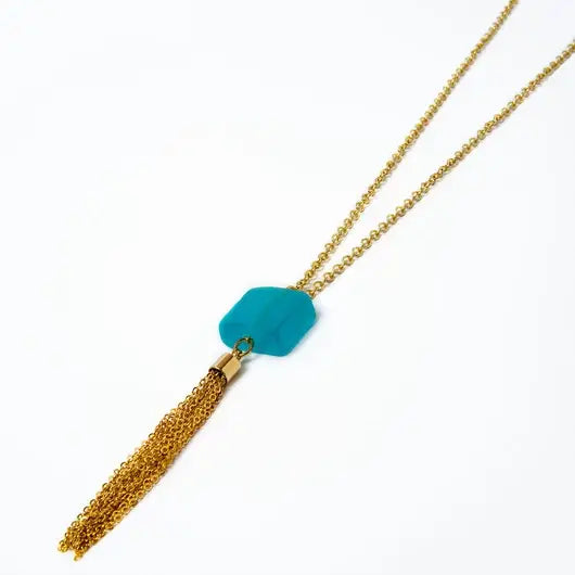 Cube Long Tassel Necklace - USA
