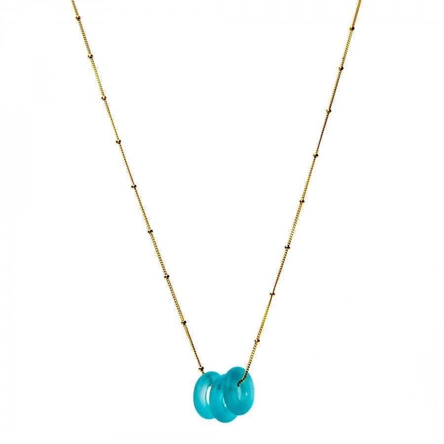Mini Triple Necklace Aqua - USA