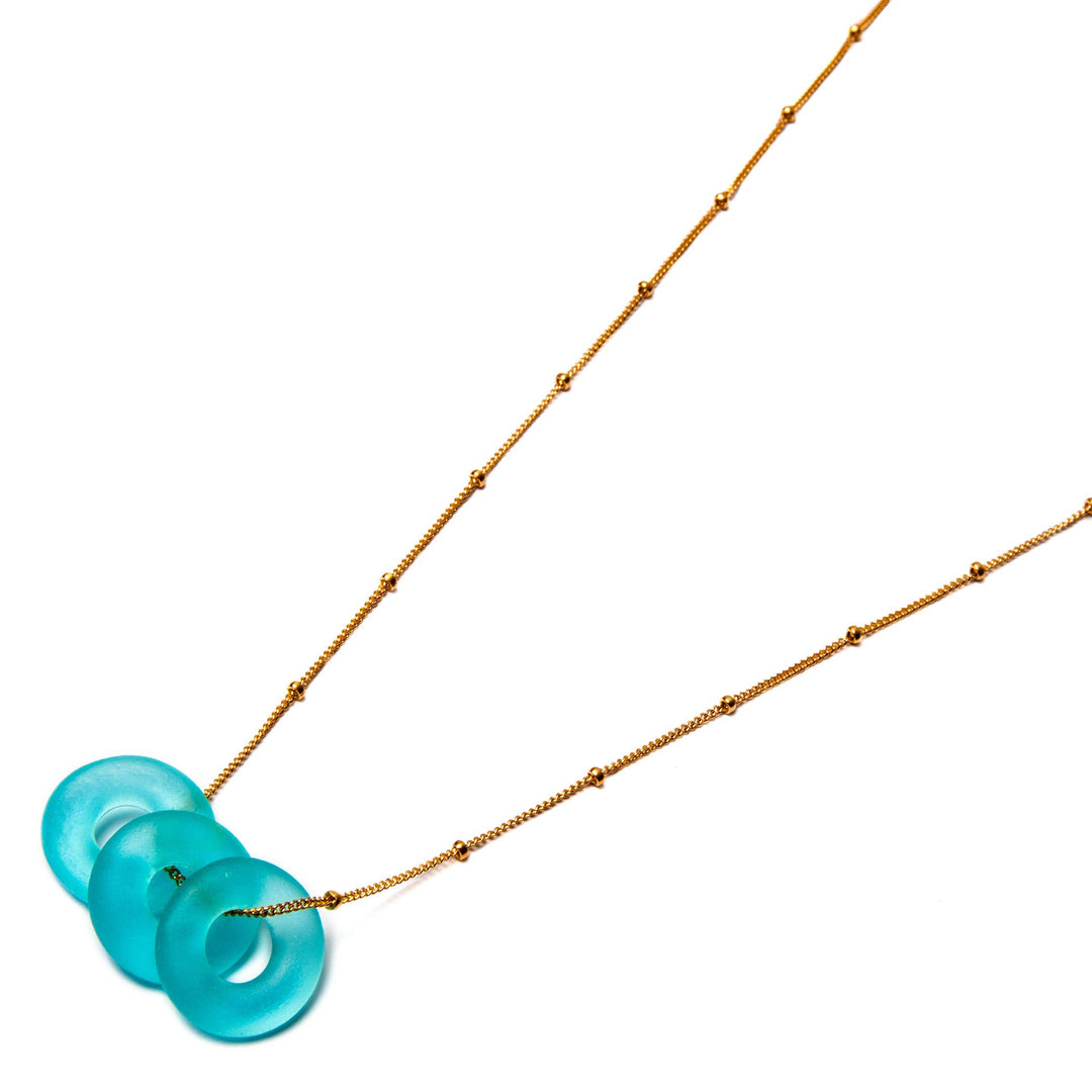 Mini Triple Necklace Aqua - USA