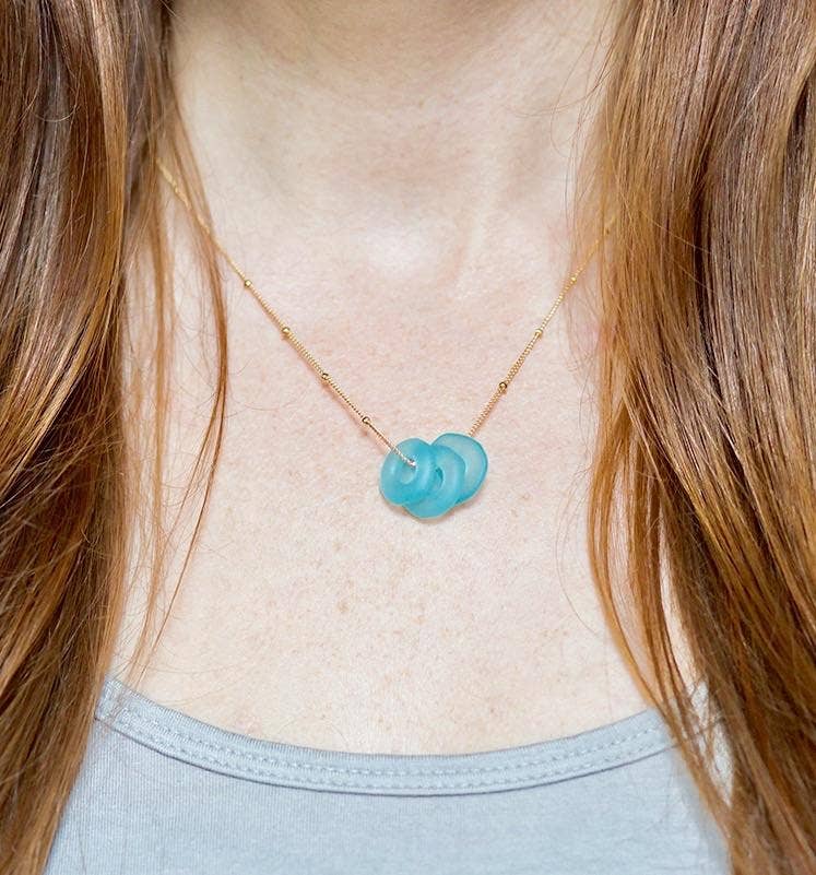 Mini Triple Necklace Aqua - USA