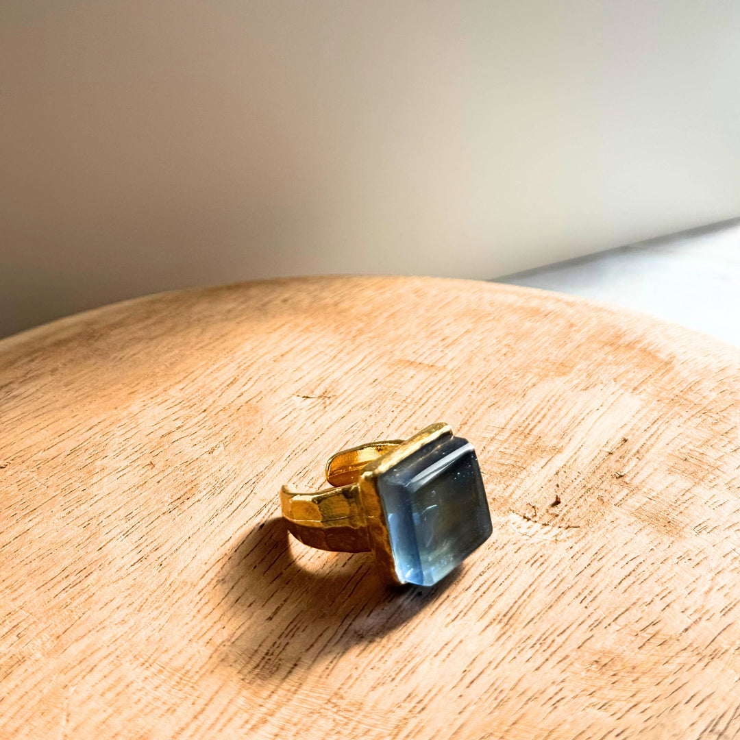 High Gloss Gold Smart Glass Adjustable Statement Ring - USA