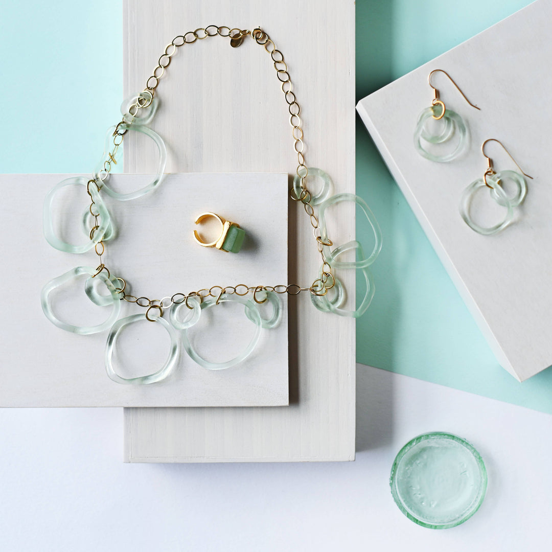 Gold & Glass Ring | Sustainable Handmade in USA Museum Quality - Atlanta, GA