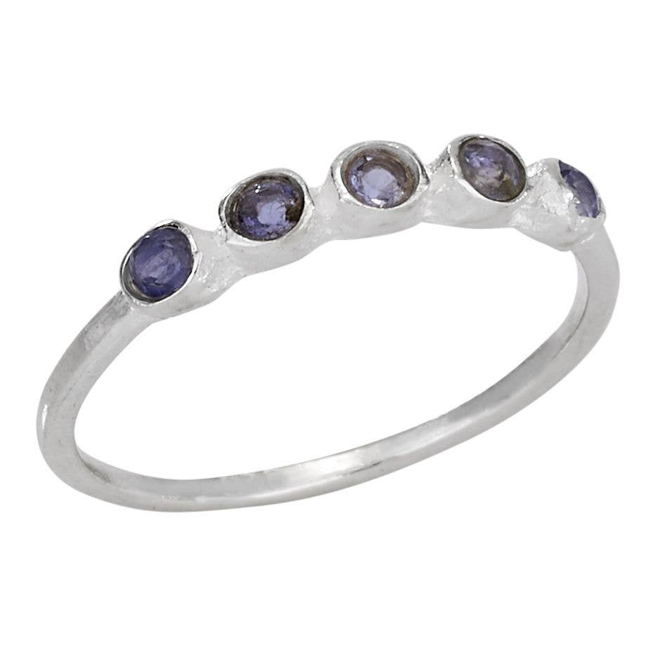 Five Iolite Sterling Silver Ring