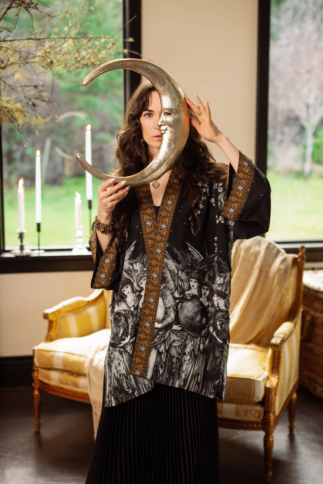 The Guardians Matineé (mid-length) Duster w/ Angels & Moon