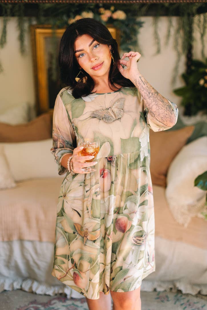 Fleur De Soleil Artist Dress Tunic w/ Pockets & Florals - Canada