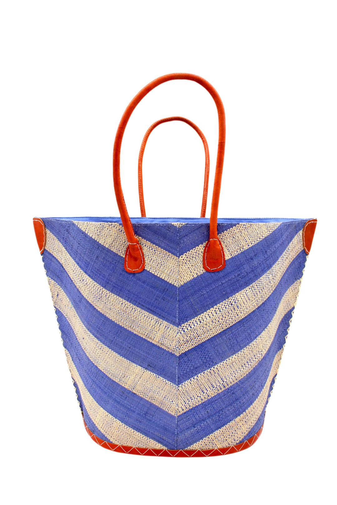 Santa Cruz Wide Stripe Chevron Large Straw Tote Bag