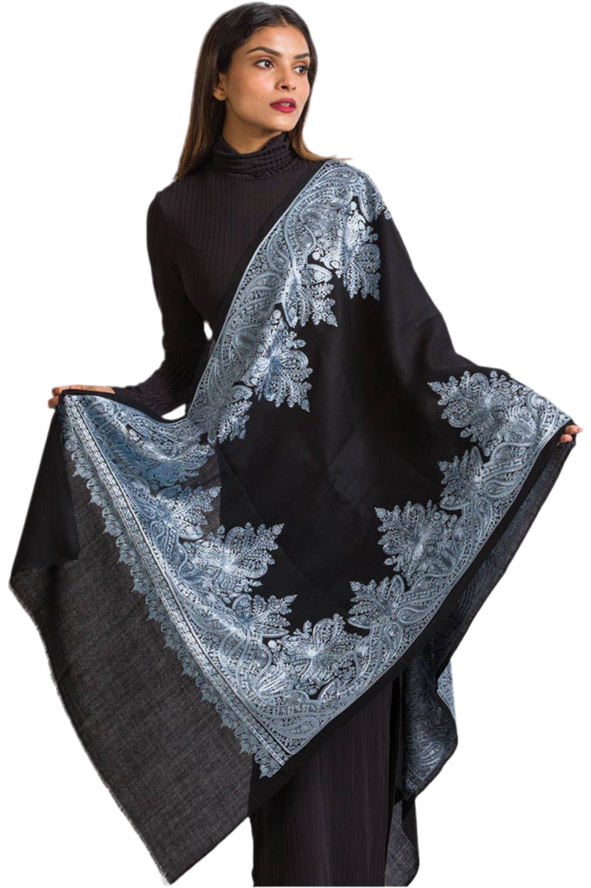 Priya Embroidered Wool Shawl