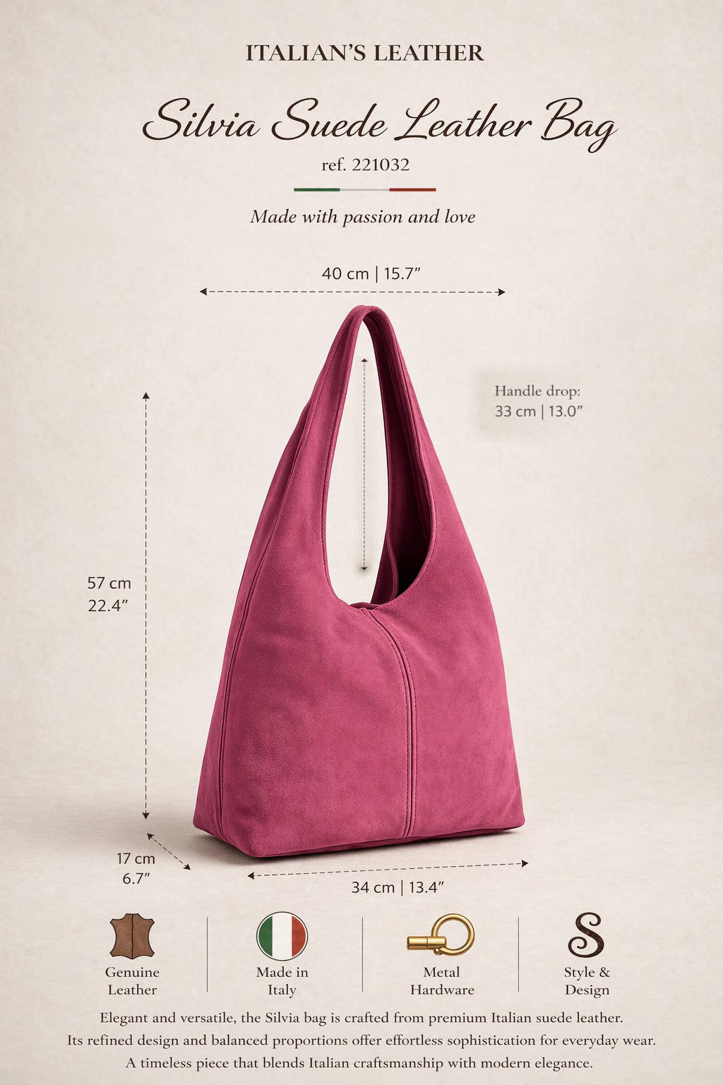 SILVIA - Suede leather bag