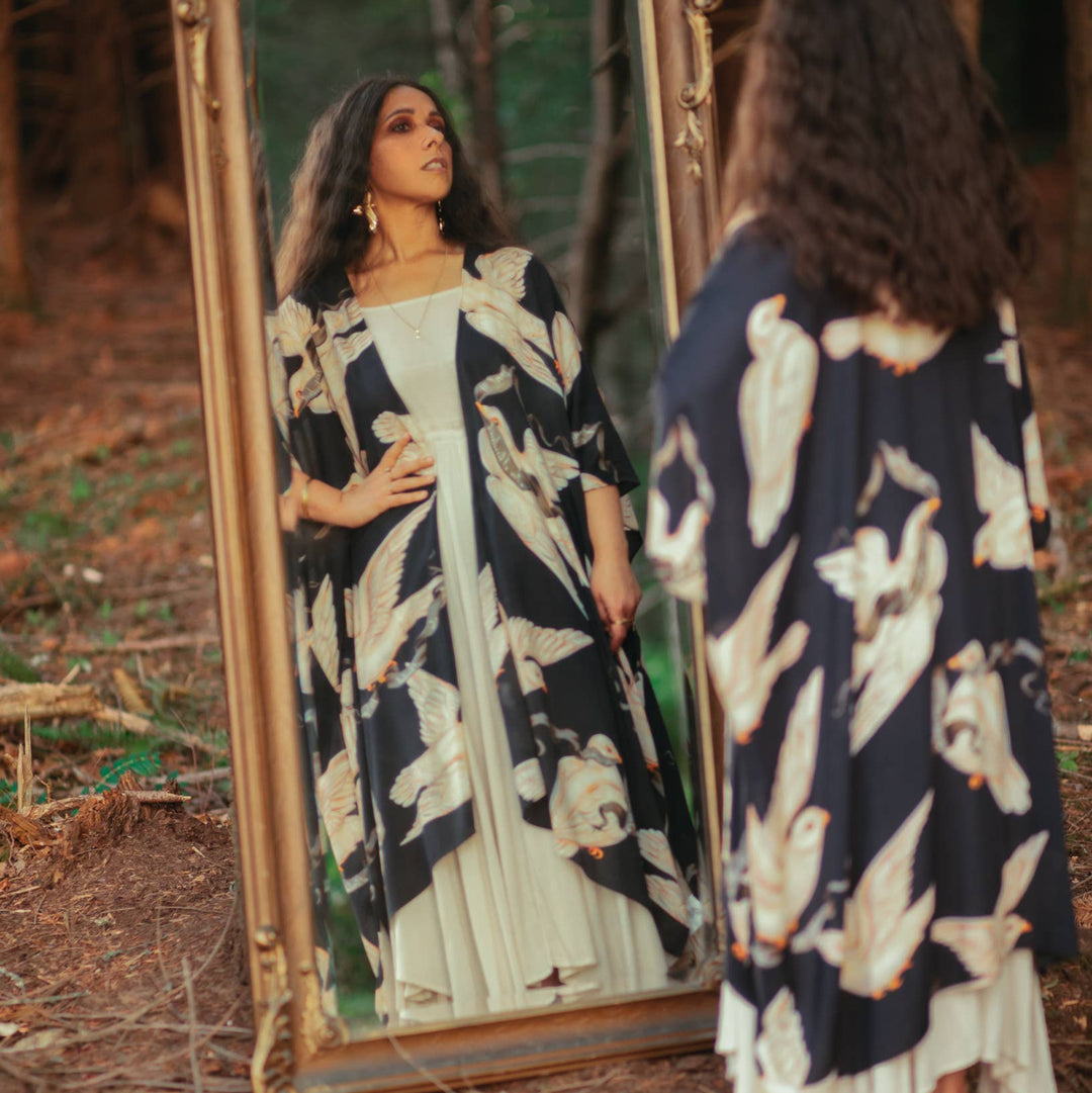 Midnight Doves Bohemian Goddess Starduster Kimono - Canada