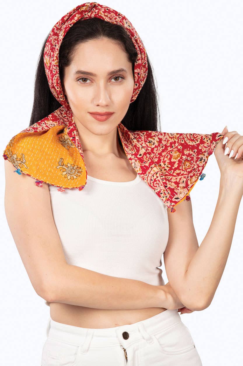 Reversible Kantha Head Scarf