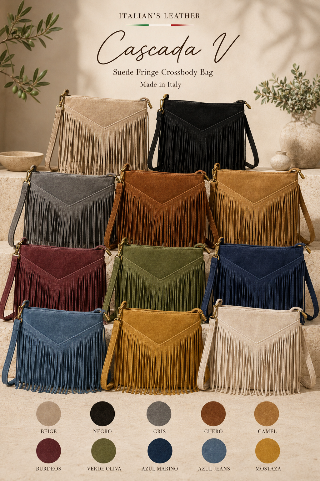 CASCADA V - Suede leather bag