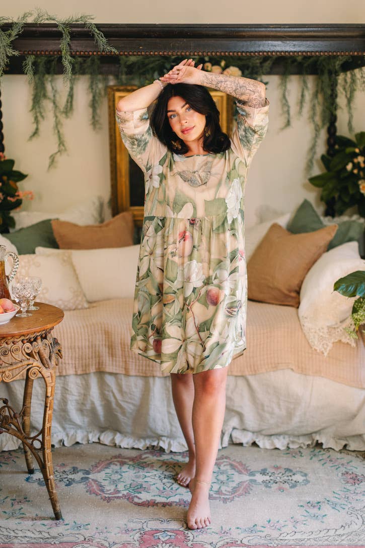 Fleur De Soleil Artist Dress Tunic w/ Pockets & Florals - Canada