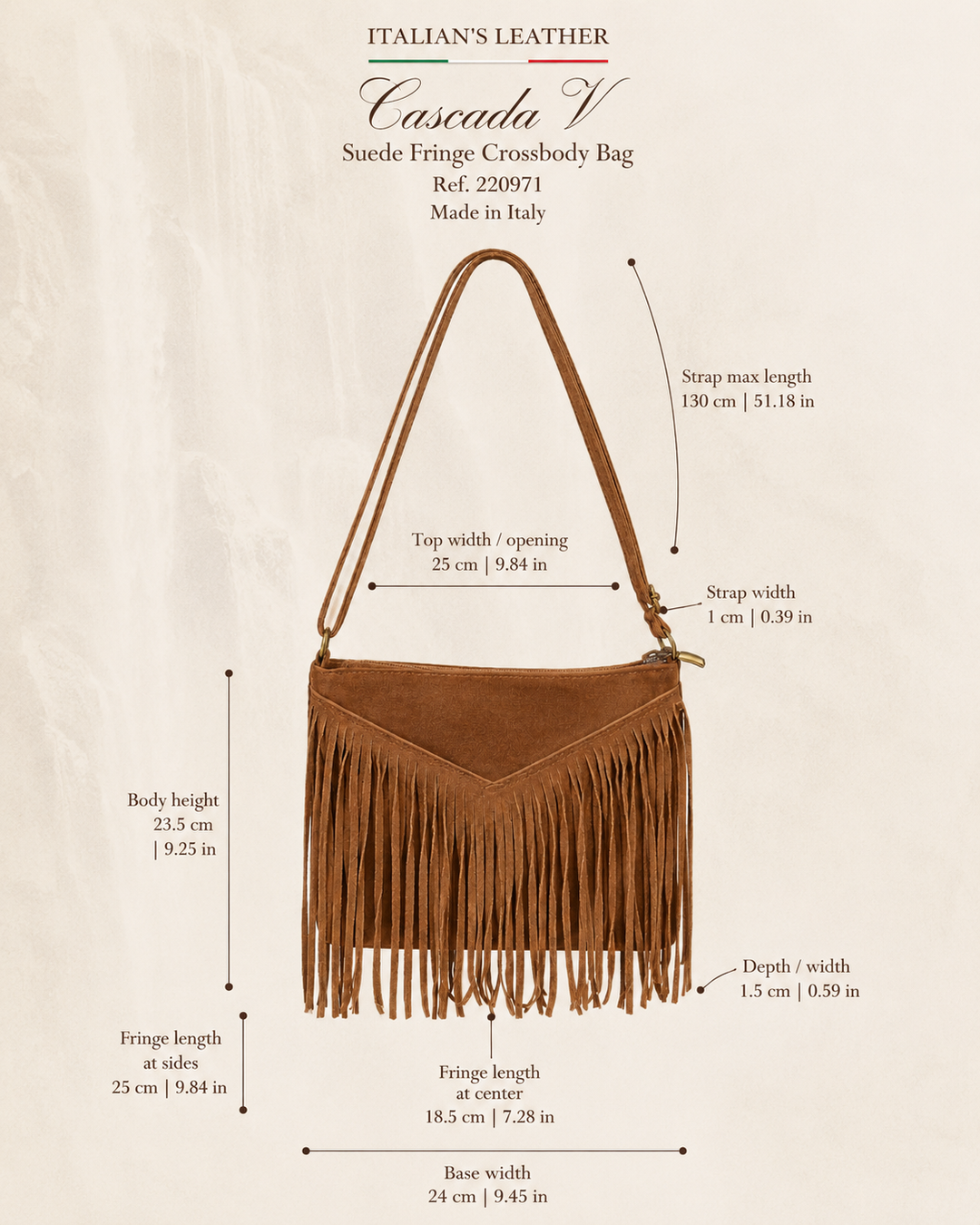 CASCADA V - Suede leather bag