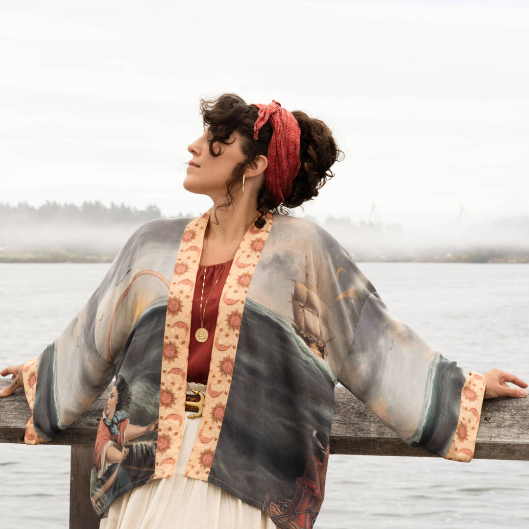 Hold Fast Pixie Duster Cropped Kimono w/ Boat, Rainbow - Canada