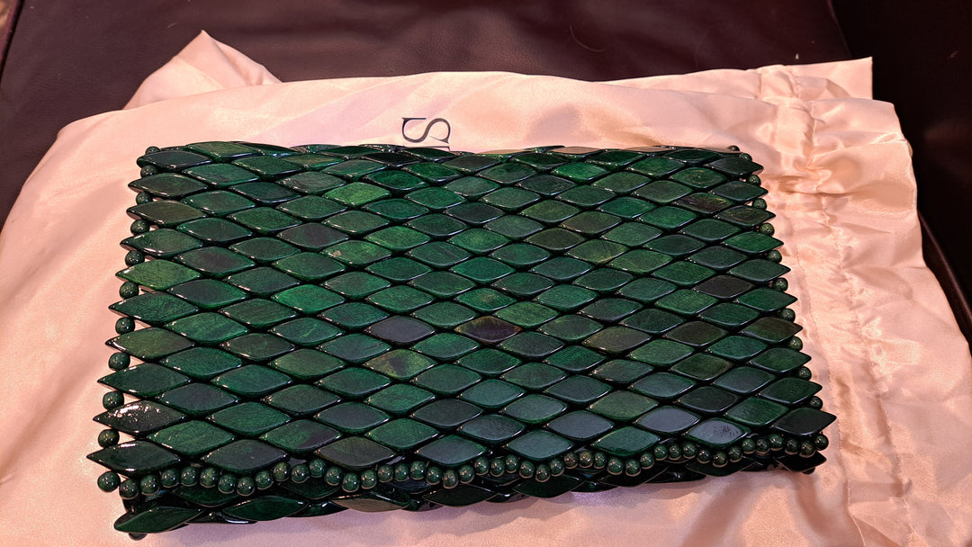 Rio Emerald Green Beaded Clutch-Brazil