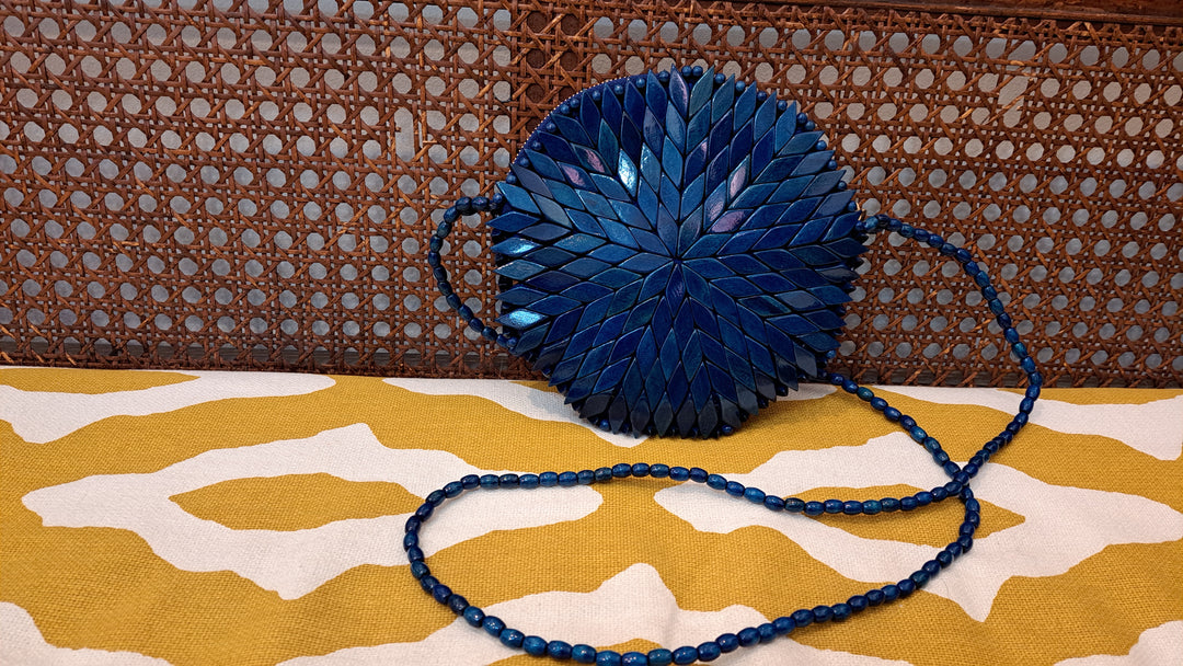 Rio Brazilian Blue Beaded Shoulder Bag