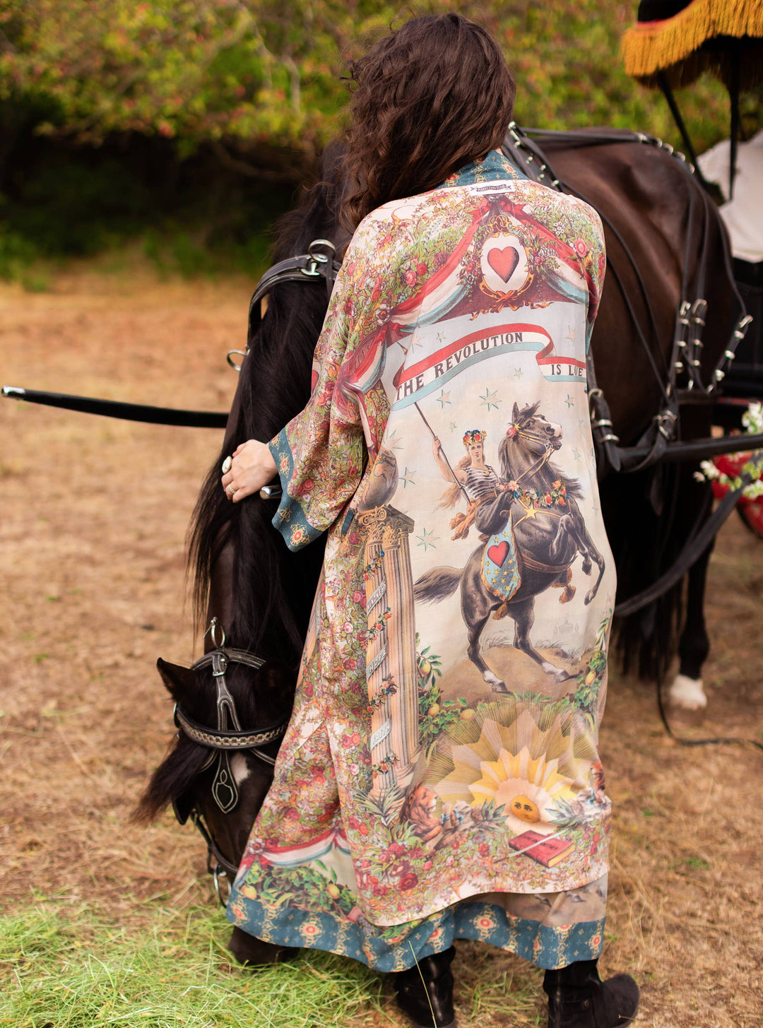 Love Revolution Opera Duster Kimono Robe w/ horse & florals - Canada