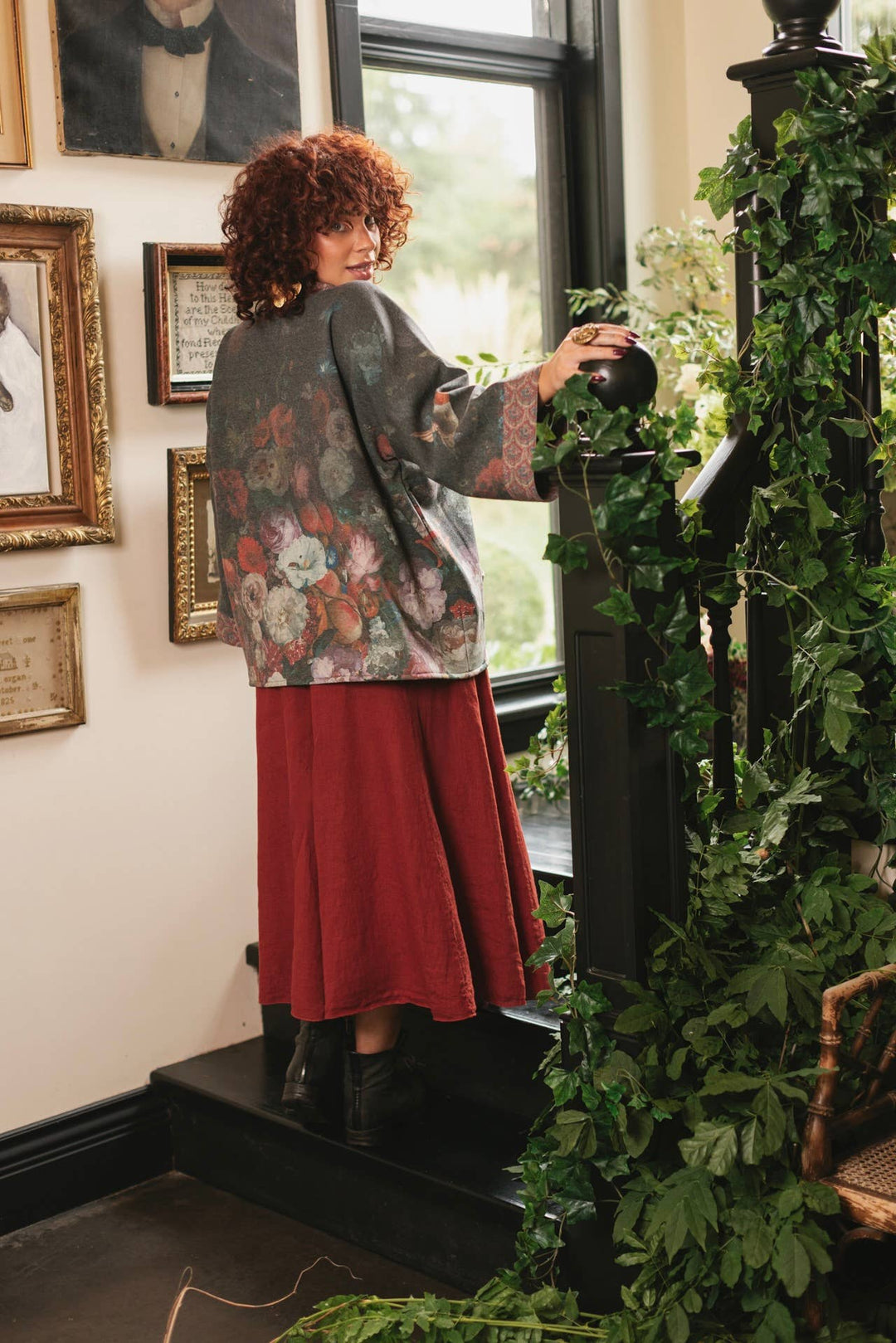 Flight of Fancy Fleece Cottage Cardigan Jacket w/Hummingbird