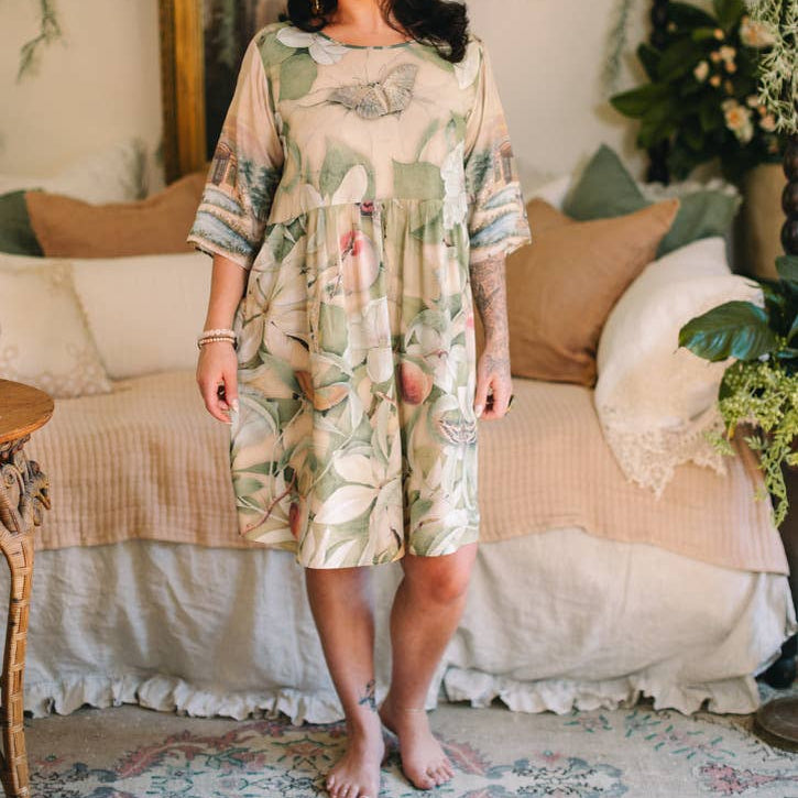 Fleur De Soleil Artist Dress Tunic w/ Pockets & Florals - Canada