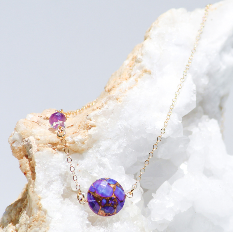 Macaron Necklace - Purple Mohave Turquoise