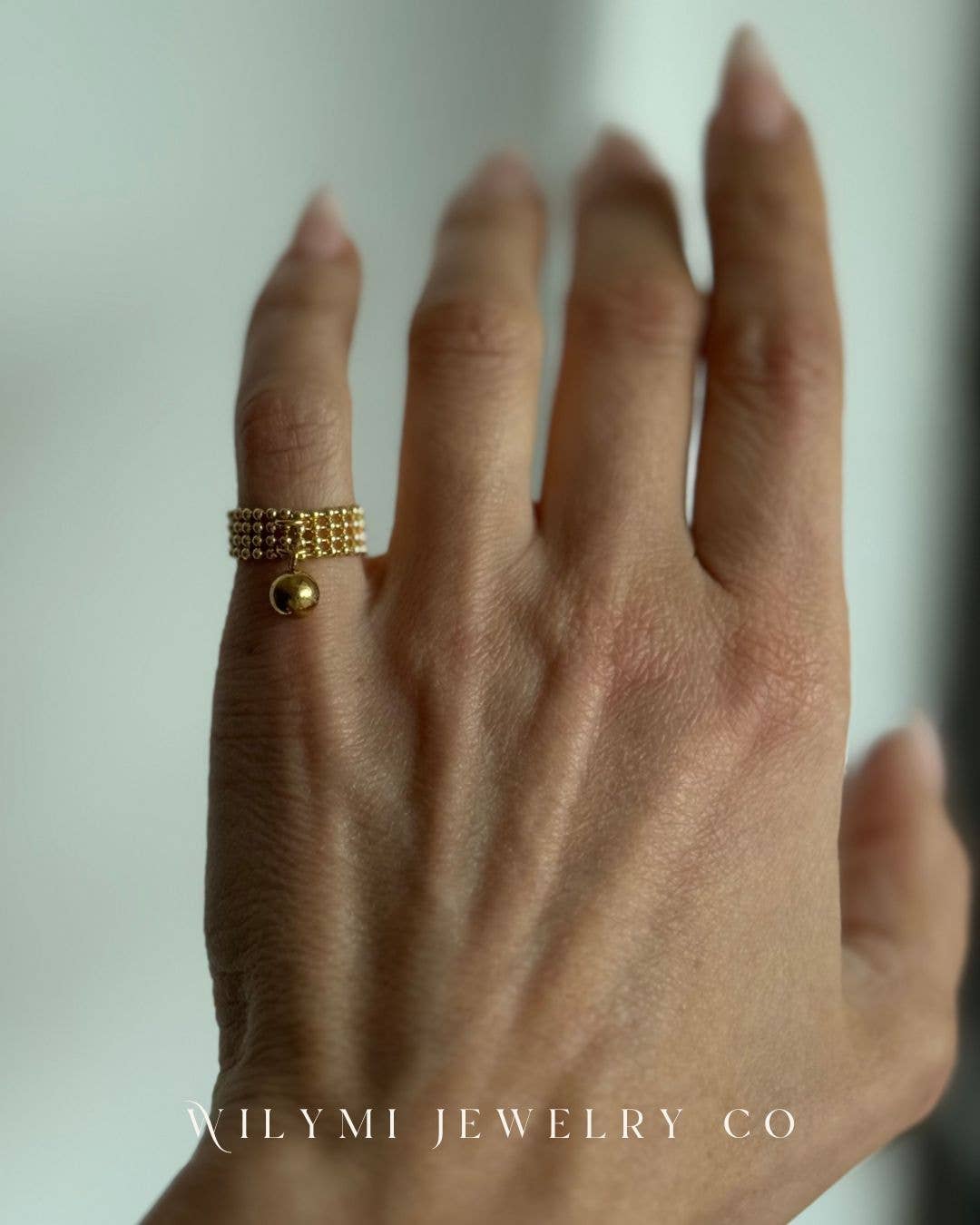 Gold Filled Orbit Droplet Ring | Flexible Band | Custom Size