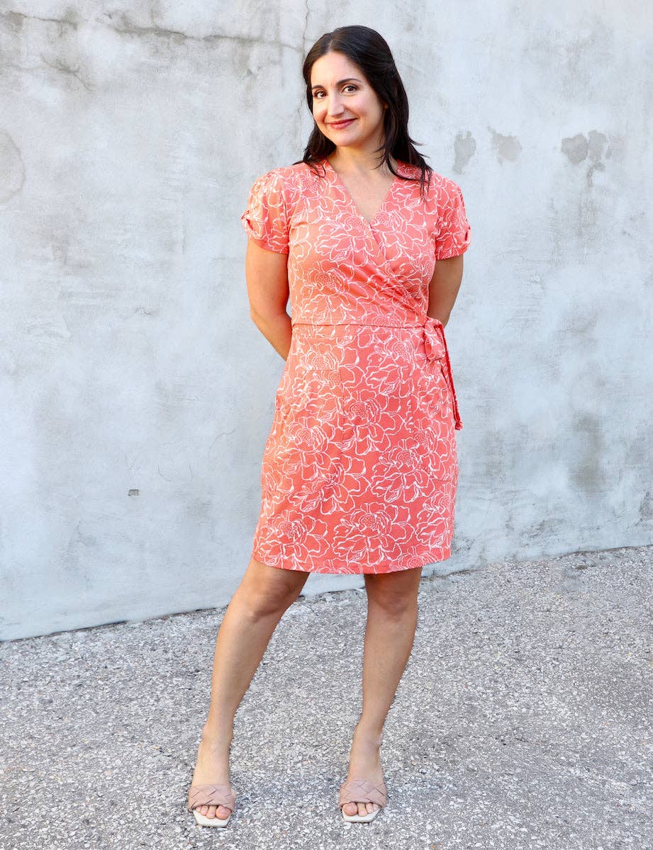 Viva Floral Persimmon Organic Jersey Dress