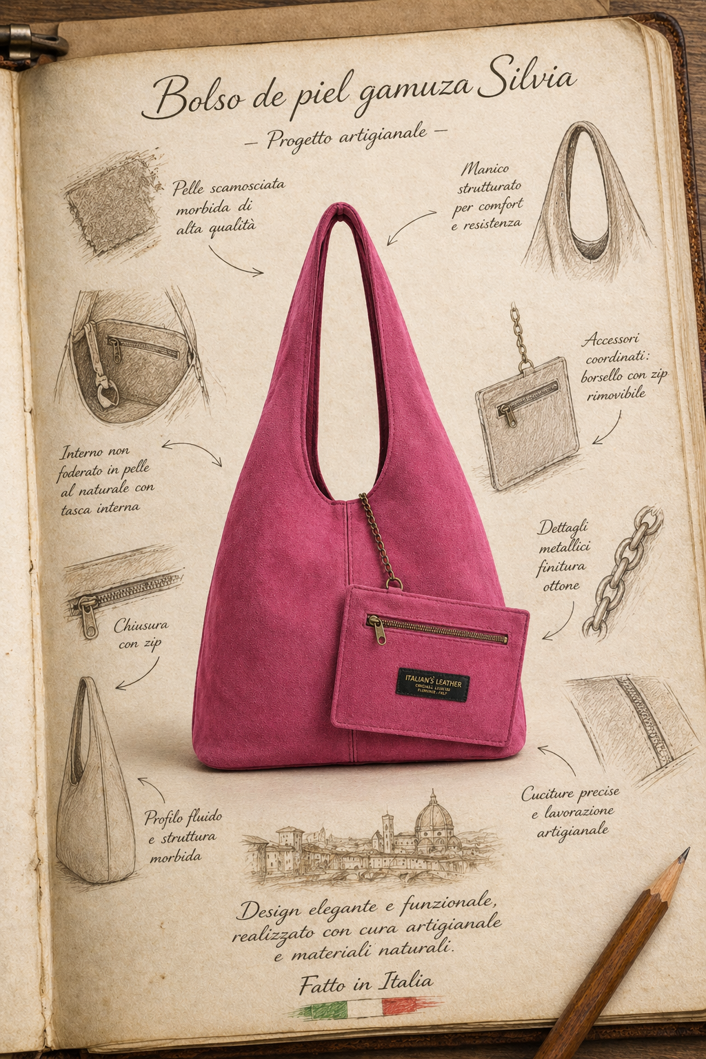 SILVIA - Suede leather bag
