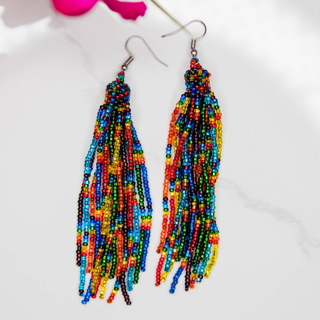 Rainbow Tassel Earrings - Guatemala