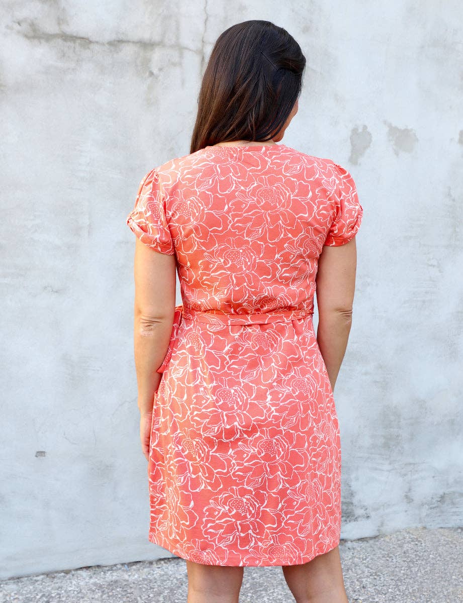 Viva Floral Persimmon Organic Jersey Dress