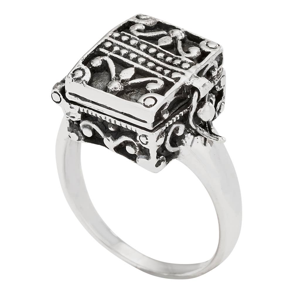 Sterling Silver Poison Box Ring - Bali