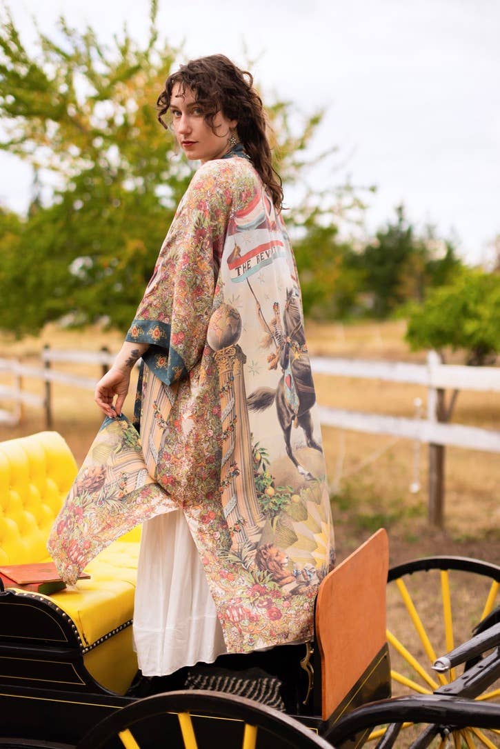 Love Revolution Opera Duster Kimono Robe w/ horse & florals - Canada