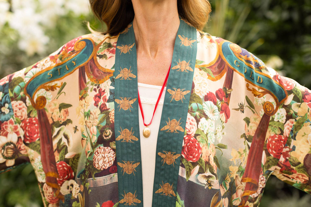 Stay Gold Pixie Duster Cropped Kimono w/ Rabbits and Bees - Canada