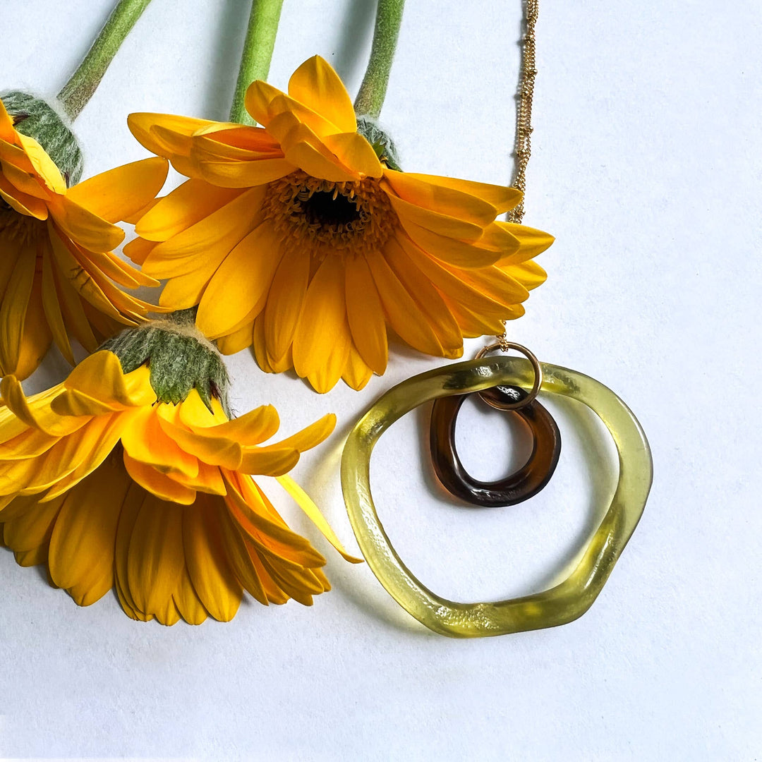 Recycled Glass Flower Necklace - USA