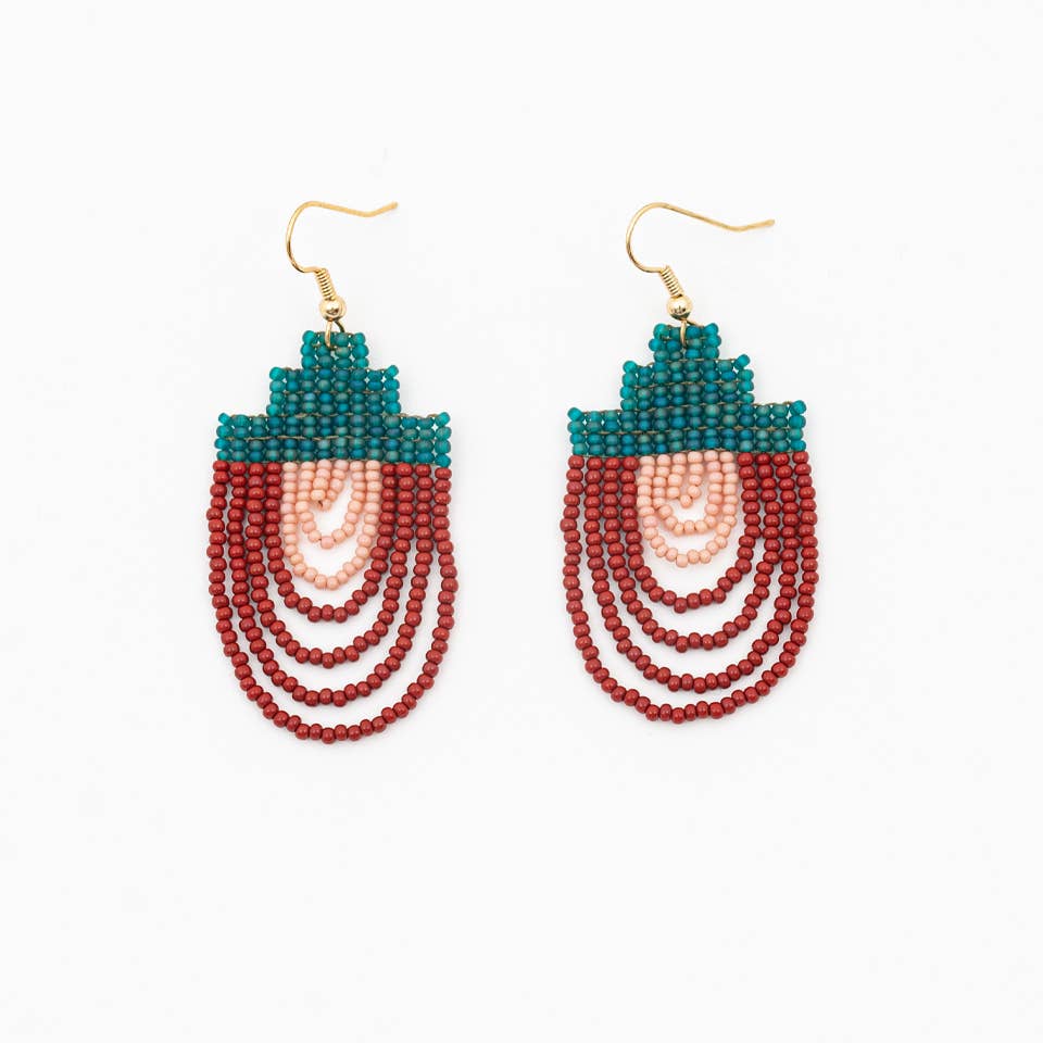 Mayan Pyramid Beaded Earrings - Guatemala