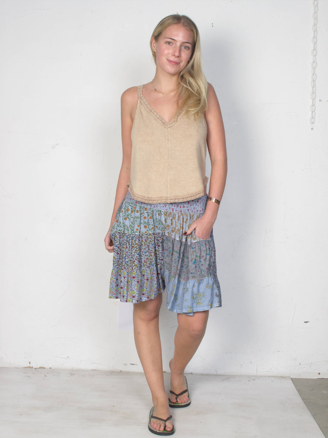 2375  Patchwork Rayon Skort