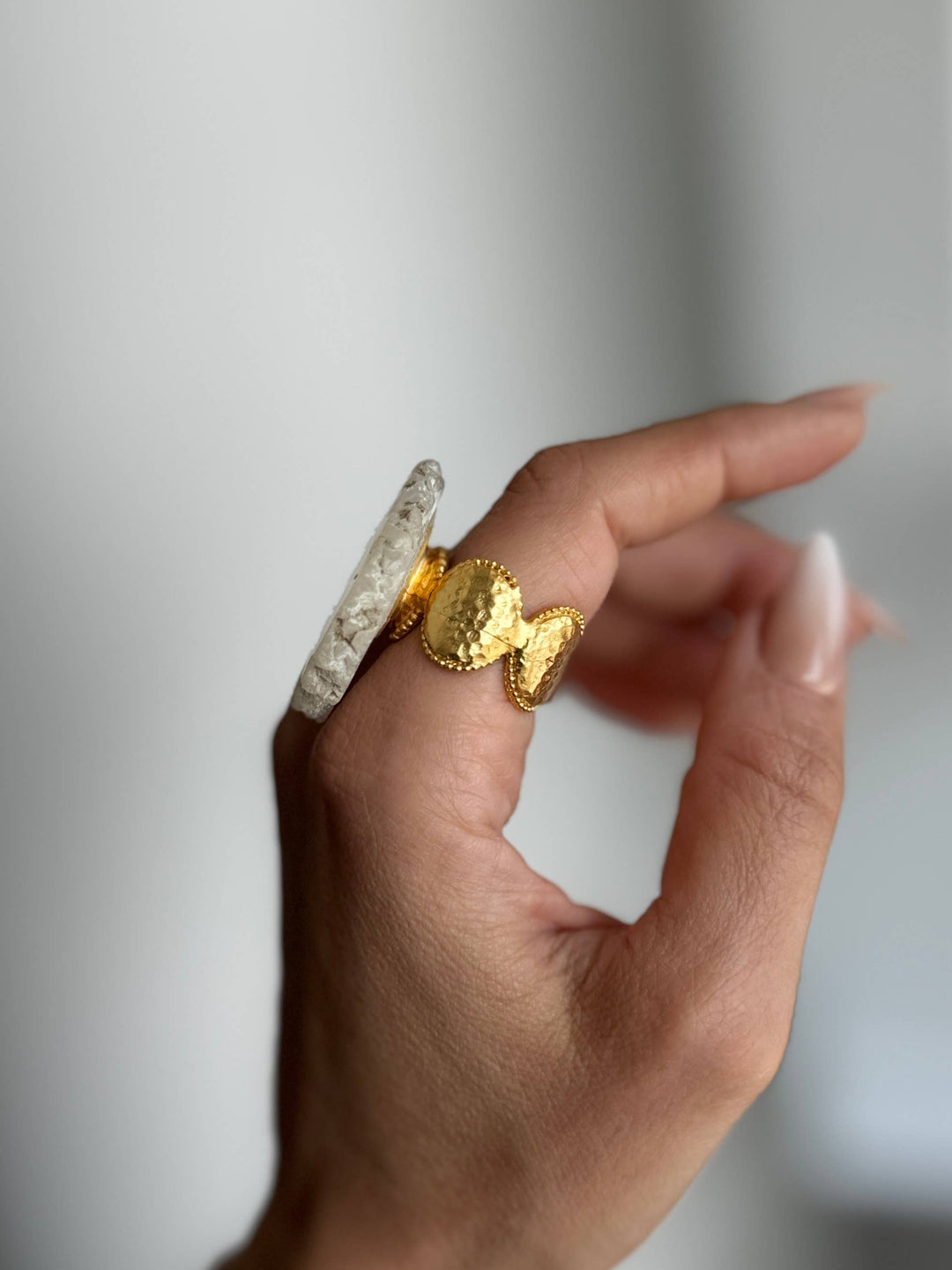 CITADEL Agate Druzy Slab Ring | VERSION 2 | 24k Gold Filled
