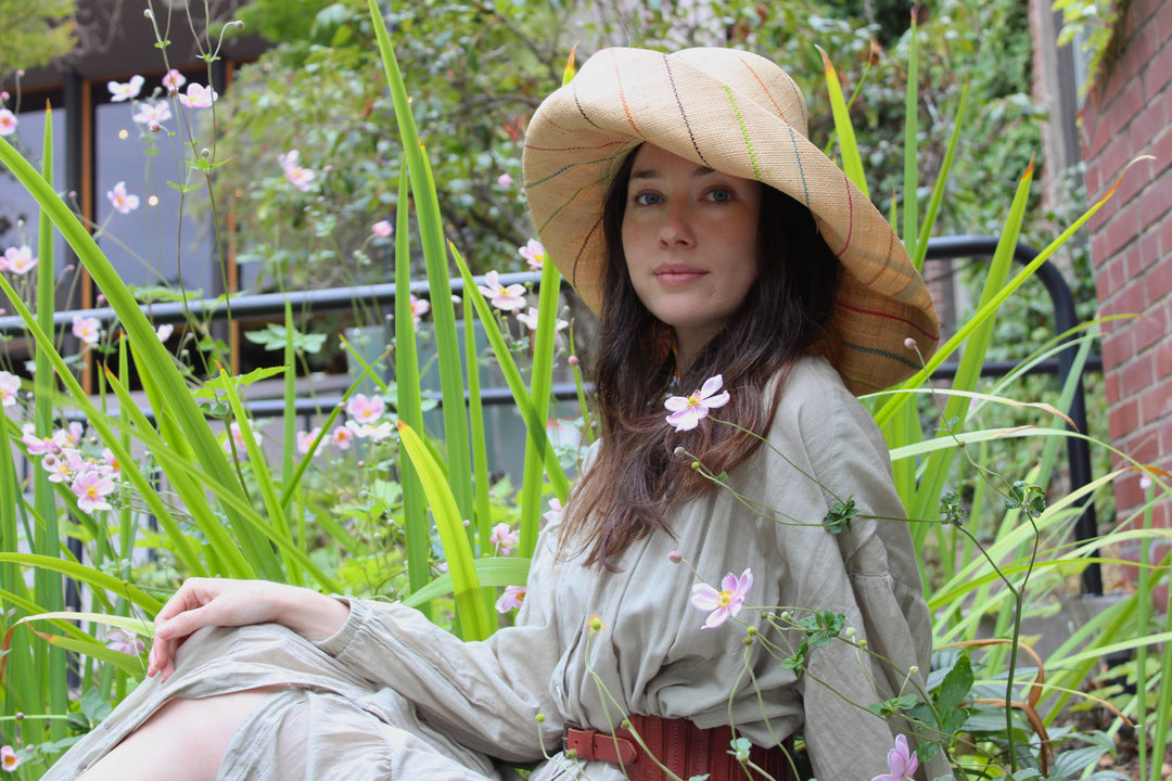Sun Hats: Pinstripe Packable 5" & 7" Brim Raffia Straw