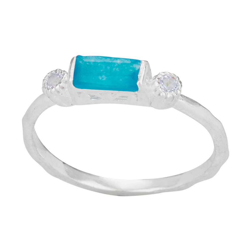 Neon Apatite and Blue Topaz Sterling Silver Ring - Thailand