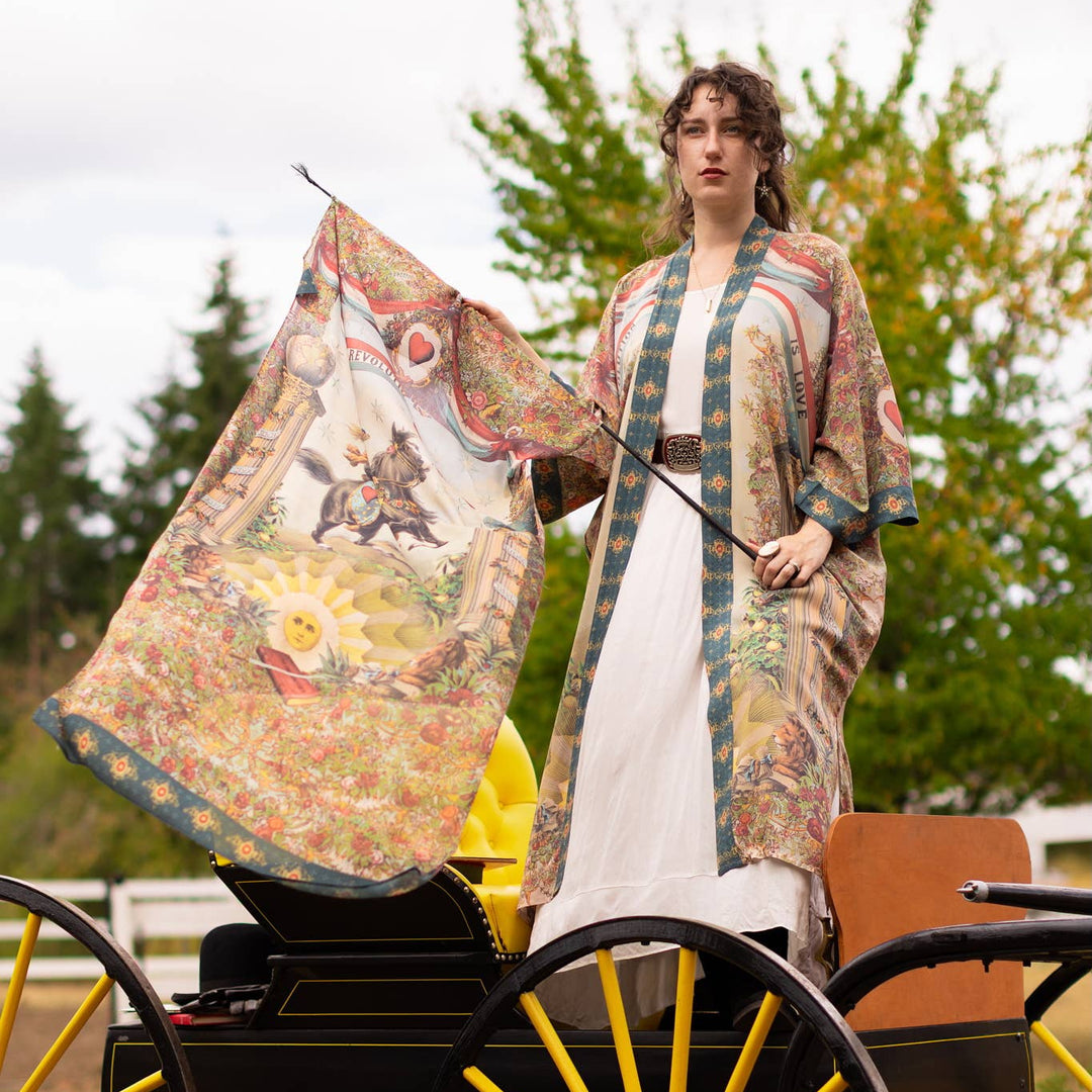 Love Revolution Bohemian Scarf with sun, horse, & florals - Canada