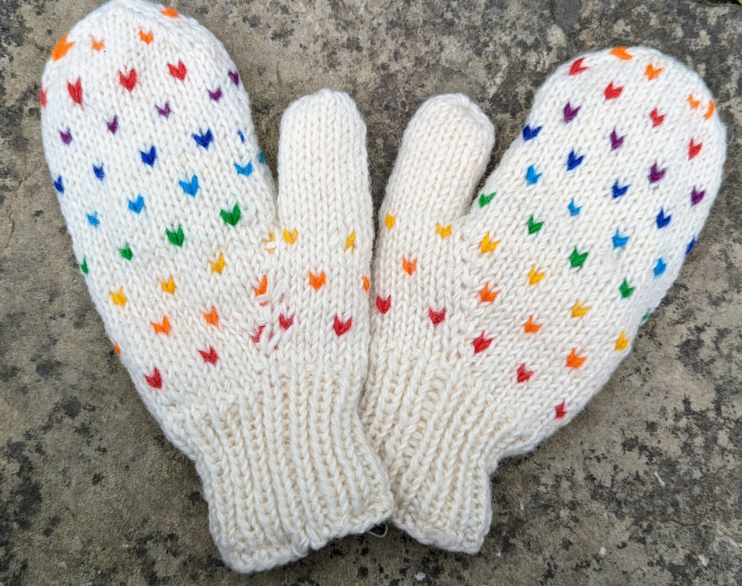 Arctic Rainbow Heart Mittens / Gloves
